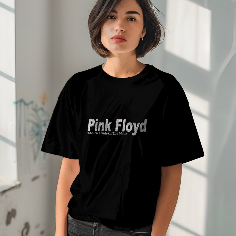T-shirt oversize coton bio Femme Pink Floyd avec un design de Pink Floyd Dark Side Of The Moon blanc