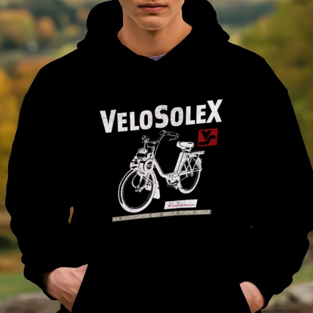 Sweat-shirt à capuche Homme Solex avec un design de Solex Révolutionnaire blanc