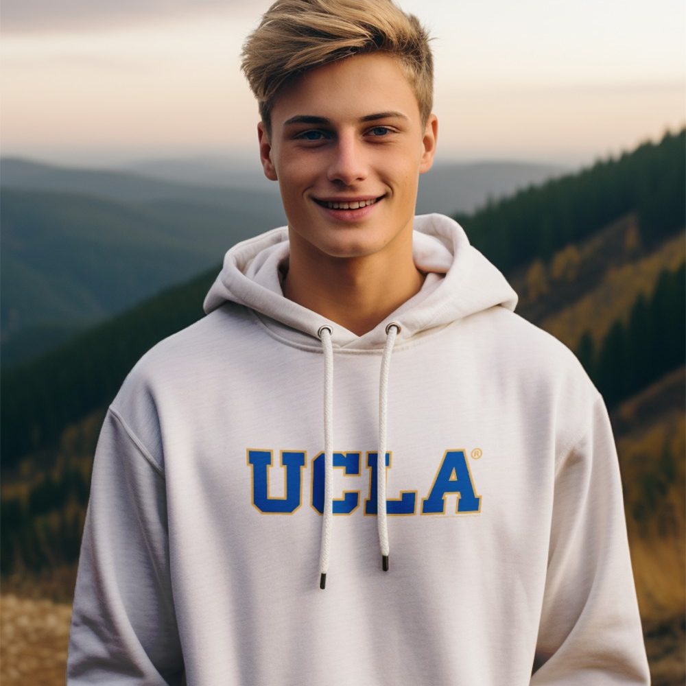 Sweat-shirt à capuche Homme UCLA avec un design de UCLA bleu contour jaune