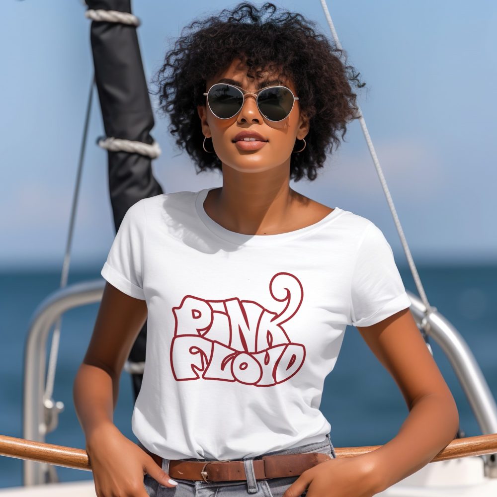 T-shirt femme Pink Floyd avec un design de Pink Floyd Wavy contour rouge