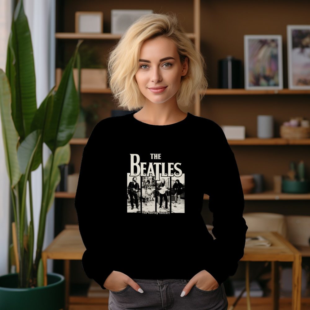Sweat oversize coton bio Femme The Beatles avec un design de The Beatles Live blanc