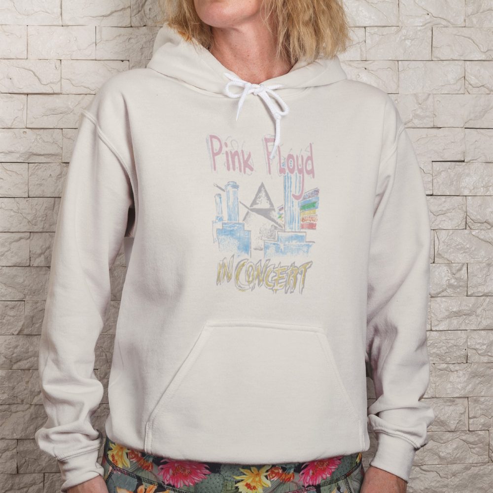 Sweat-shirt à capuche femme Pink Floyd avec un design de Pink Floyd In Concert gris