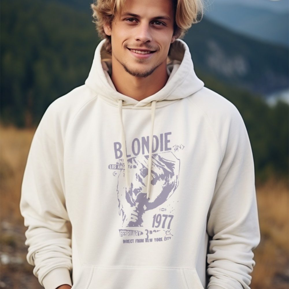 Sweat-shirt à capuche Homme Blondie avec un design de Blondie 1977 lilas