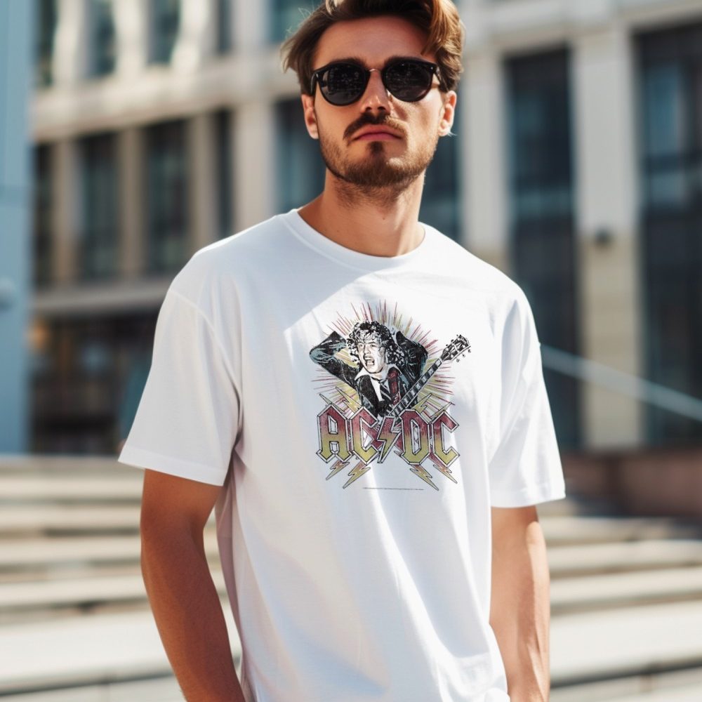 T-shirt Homme ACDC avec un design de ACDC Guitare noir