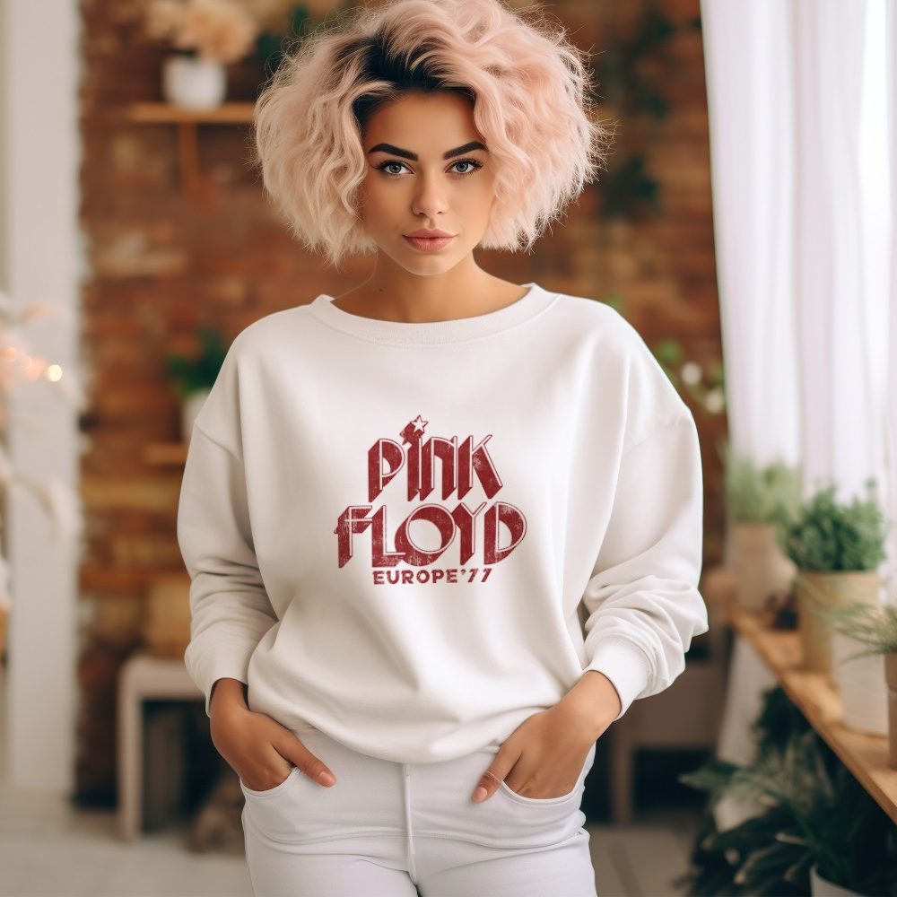 Sweat oversize coton bio Femme Pink Floyd avec un design de Pink Floyd Europe 77 rouge