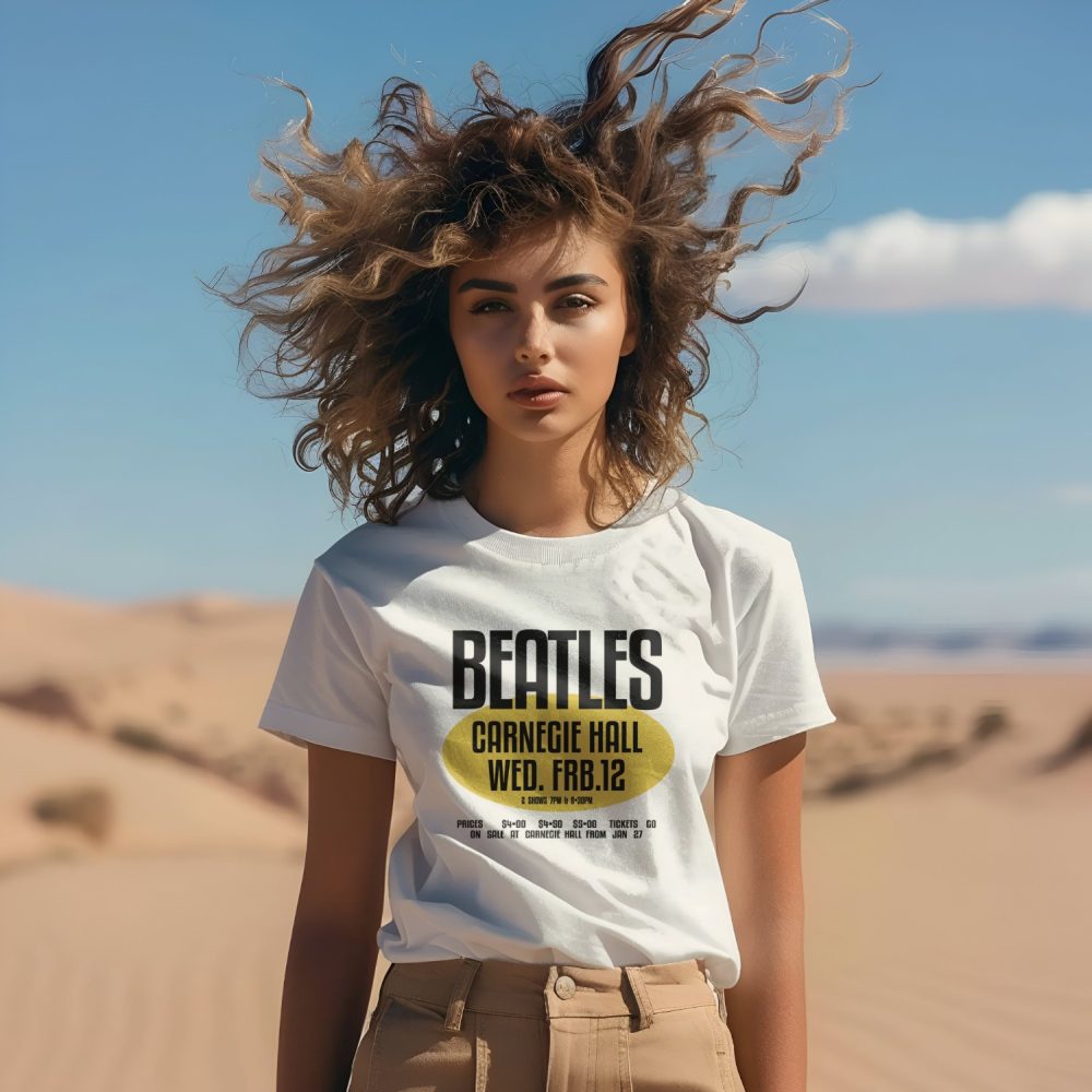 T-shirt Femme The Beatles avec un design de The Beatles Carnegie Hall jaune