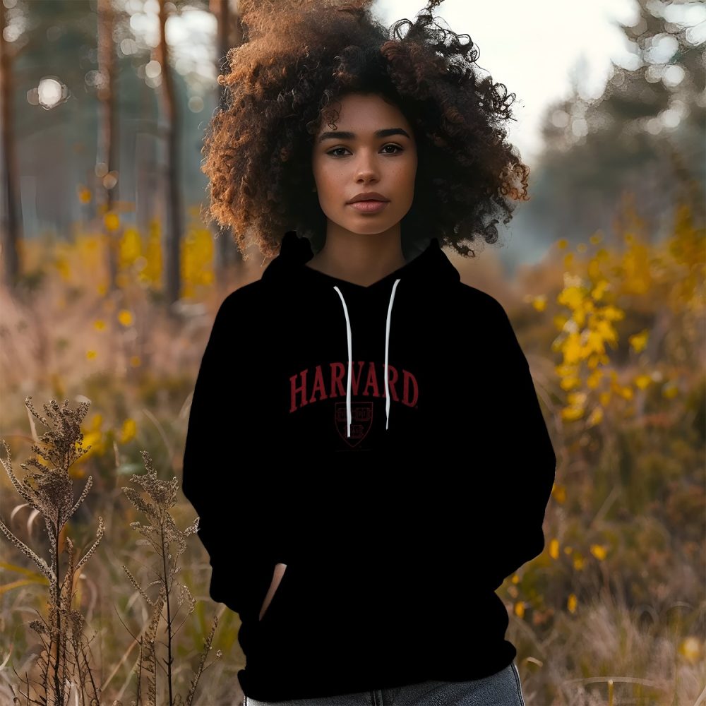 Sweat-shirt à capuche Femme Harvard avec un design de Harvard Arc Écusson Used Contour rouge