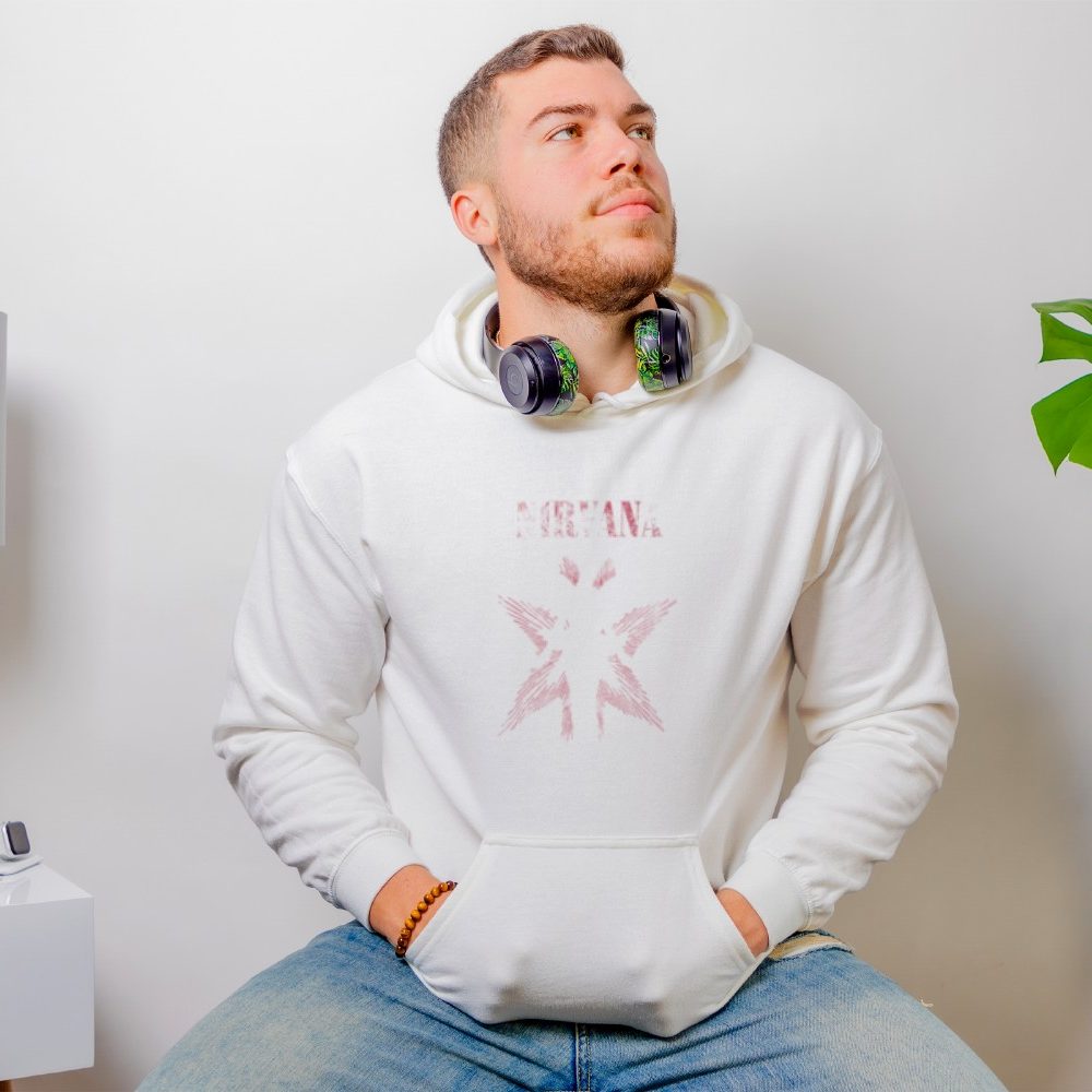 Sweat-shirt à capuche Homme Nirvana avec un design de Nirvana In Utero blanc