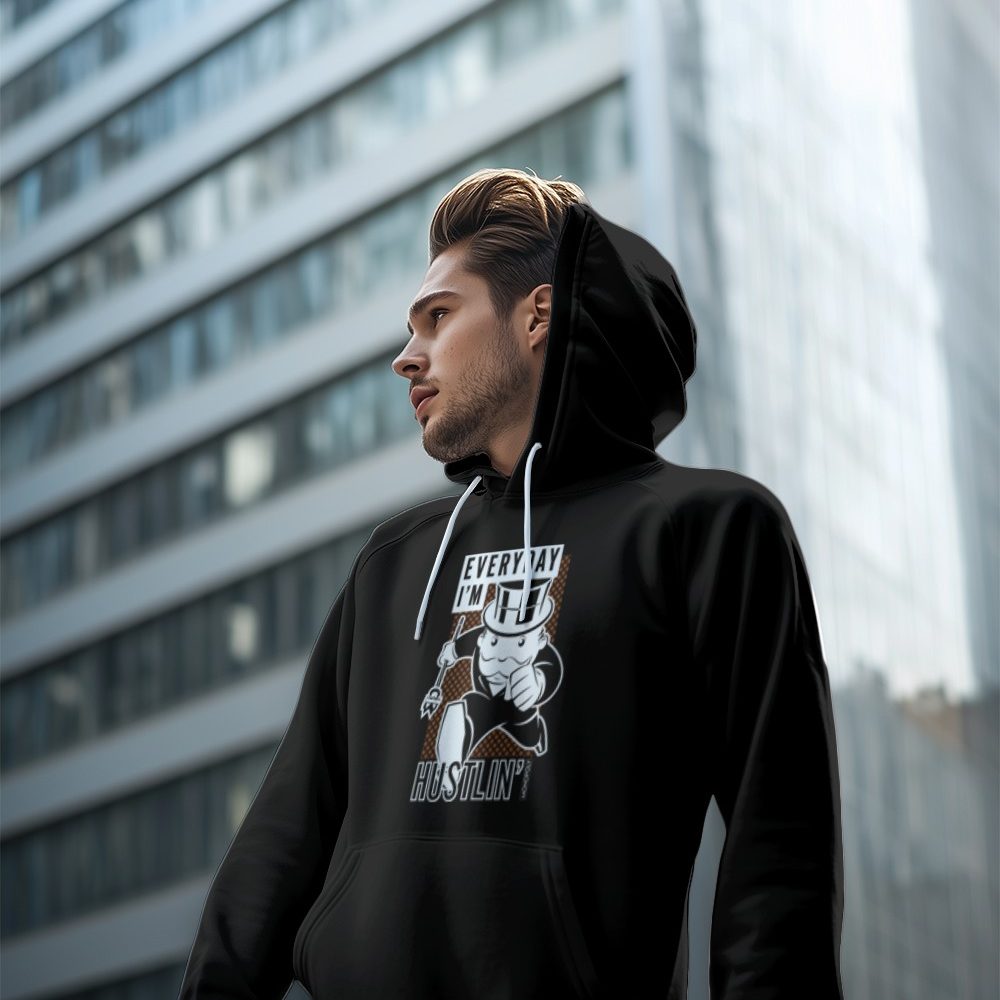 Sweat-shirt à capuche Homme Monopoly avec un design de Monopoly Everyday I'm Hustlin' blanc