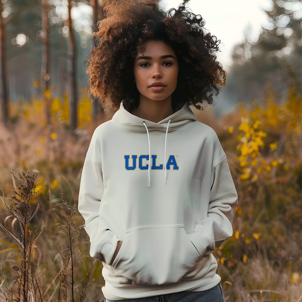 Sweat-shirt à capuche Femme UCLA avec un design de UCLA bleu contour jaune