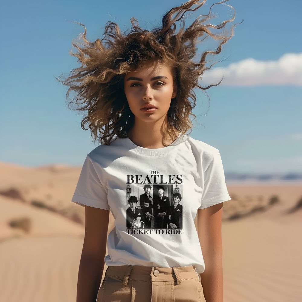 T-shirt Femme The Beatles avec un design de The Beatles Ticket To Ride noir