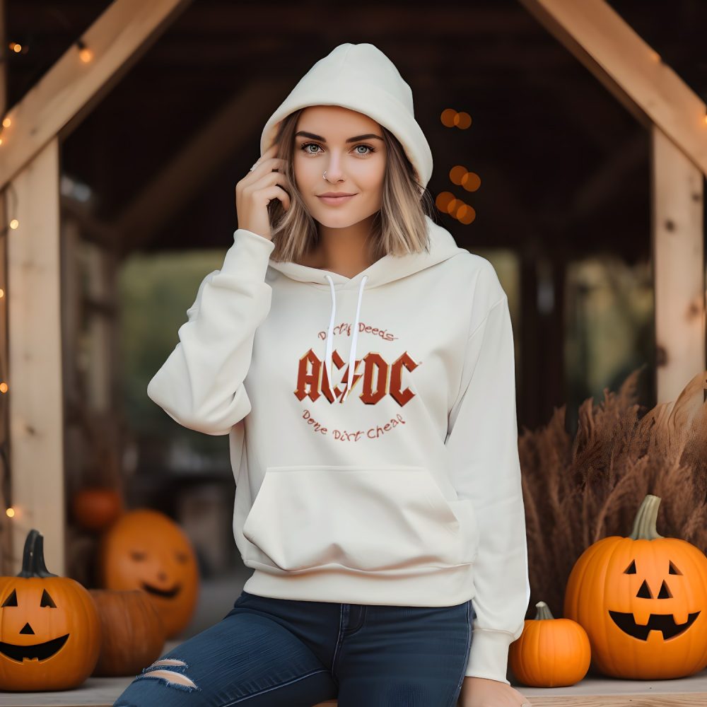 Sweat-shirt à capuche Femme ACDC avec un design de ACDC Dirty Deeds Done Dirt Cheap