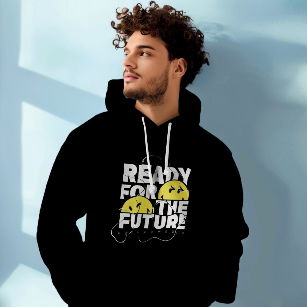 Sweat-shirt à capuche homme Smiley World avec un design de Smiley World  Ready For The Future blanc