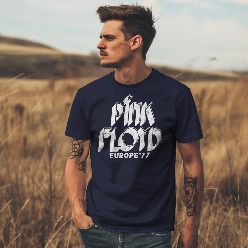 T-shirt homme Pink Floyd avec un design de Pink Floyd Europe 77 blanc
