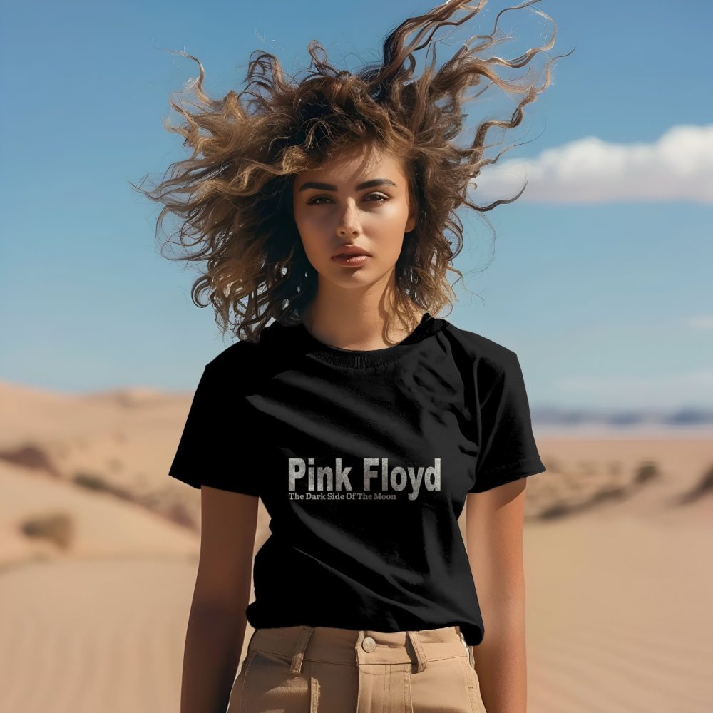 T-shirt Femme Pink Floyd avec un design de Pink Floyd Dark Side Of The Moon blanc