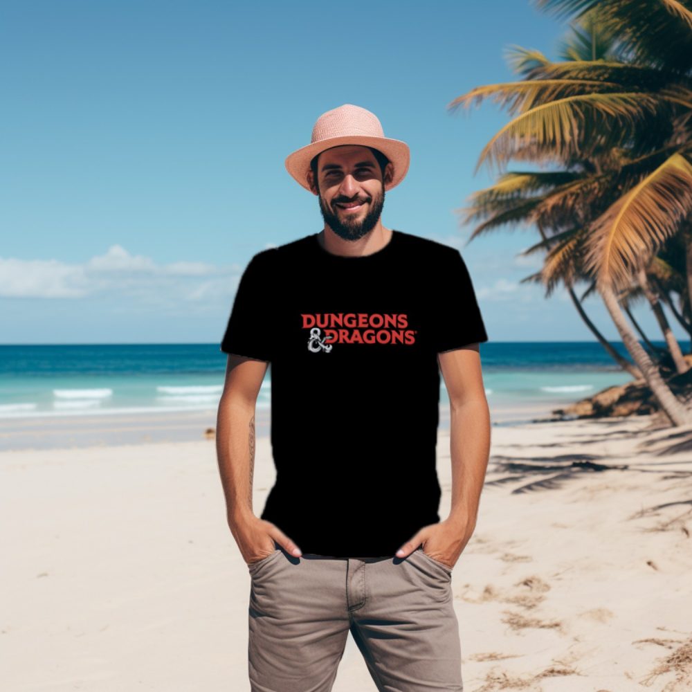 T-shirt Homme Dungeons & Dragons avec un design de D&D Logo rouge et métal