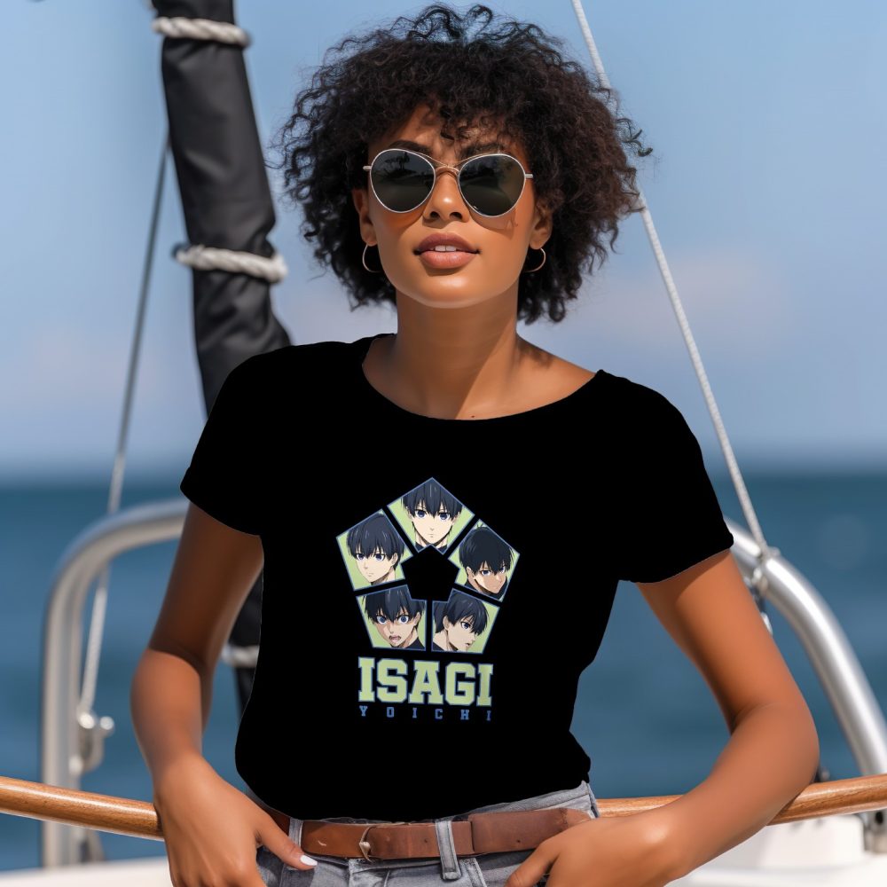 T-shirt Femme Bluelock avec un design de Bluelock Isagi Yoichi bleu