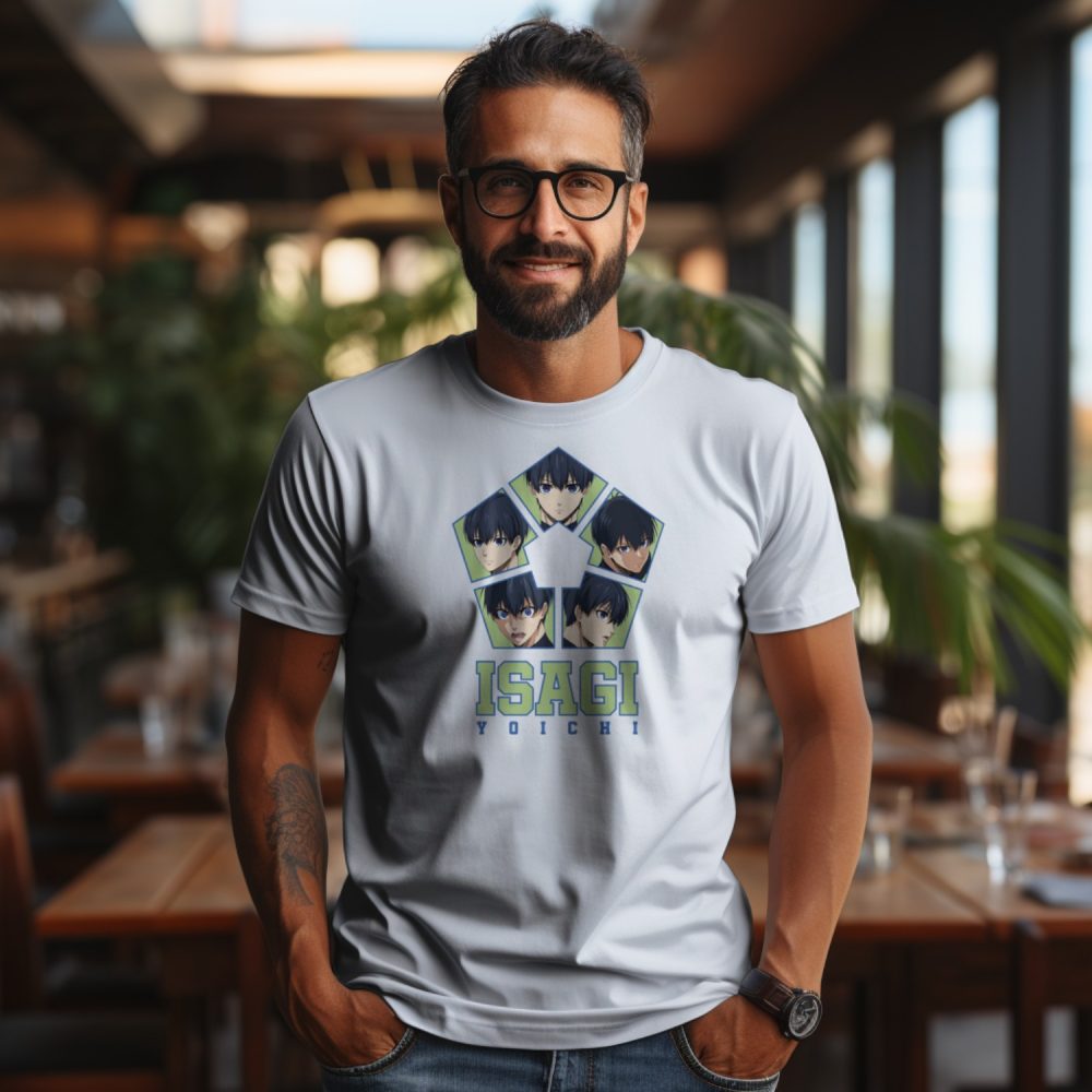 T-shirt Homme Bluelock avec un design de Bluelock Isagi Yoichi bleu