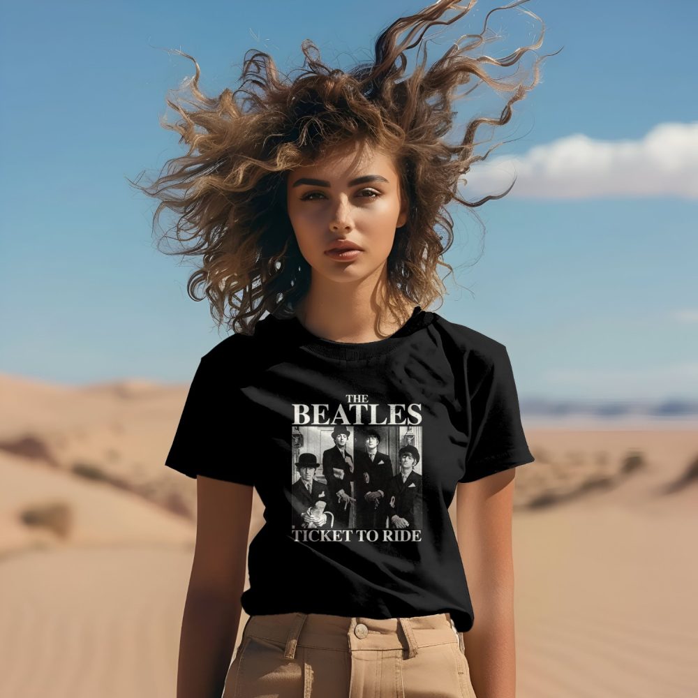 T-shirt Femme The Beatles avec un design de The Beatles Ticket To Ride blanc