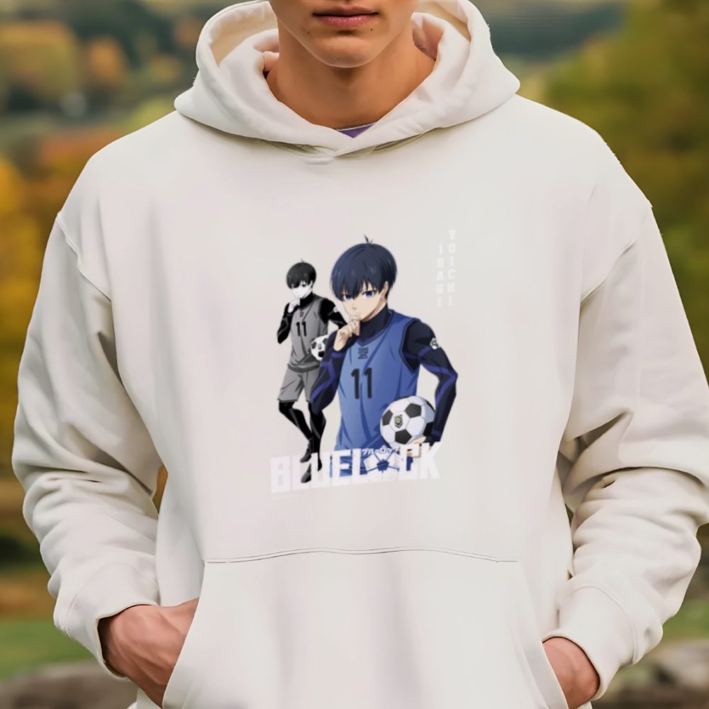 Sweat-shirt à capuche Homme Bluelock avec un design de Bluelock Isagi Yoichi 11 blanc