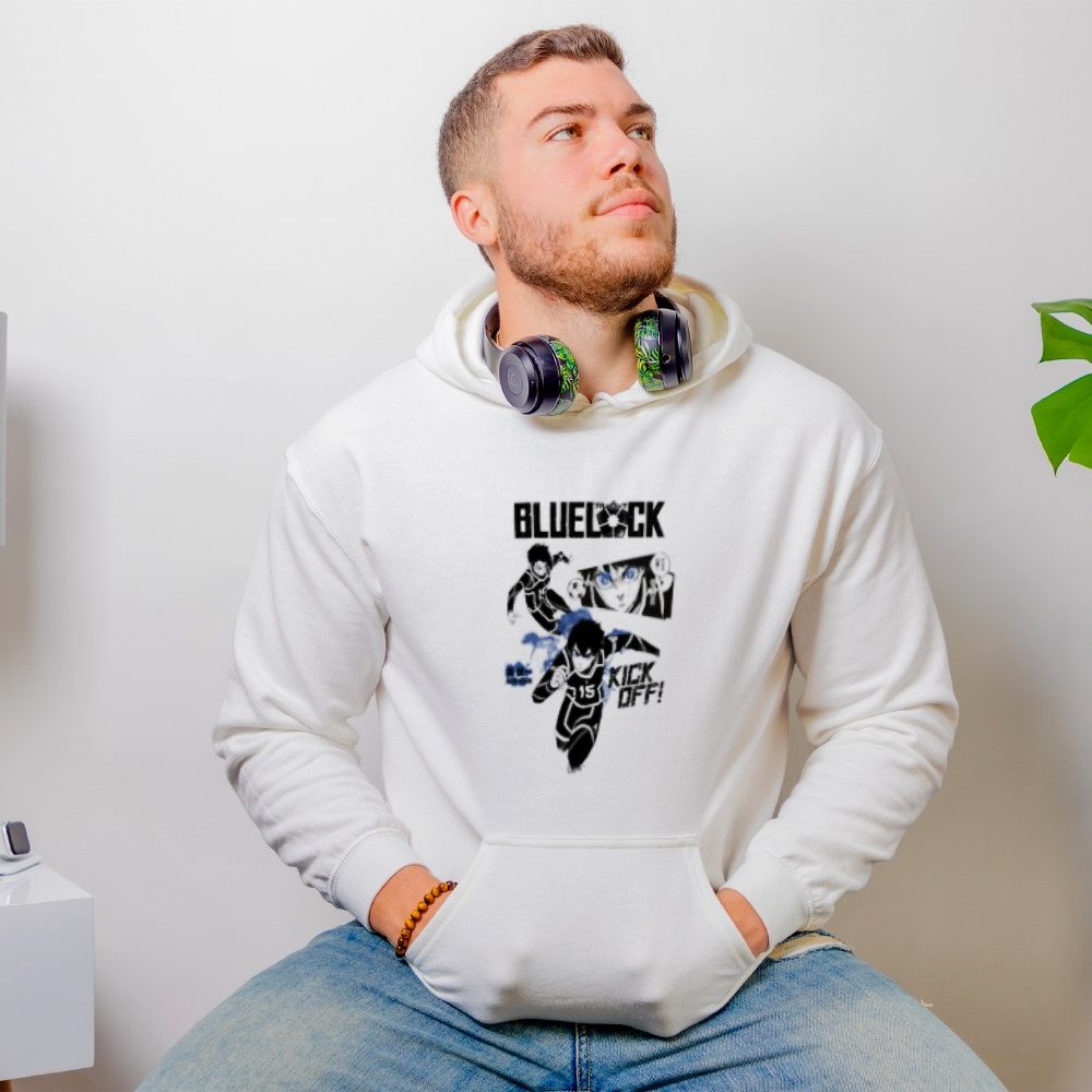 Sweat-shirt à capuche Homme Bluelock avec un design de Bluelock Kick Off noir