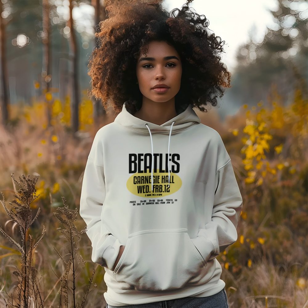 Sweat-shirt à capuche Femme The Beatles avec un design de The Beatles Carnegie Hall jaune