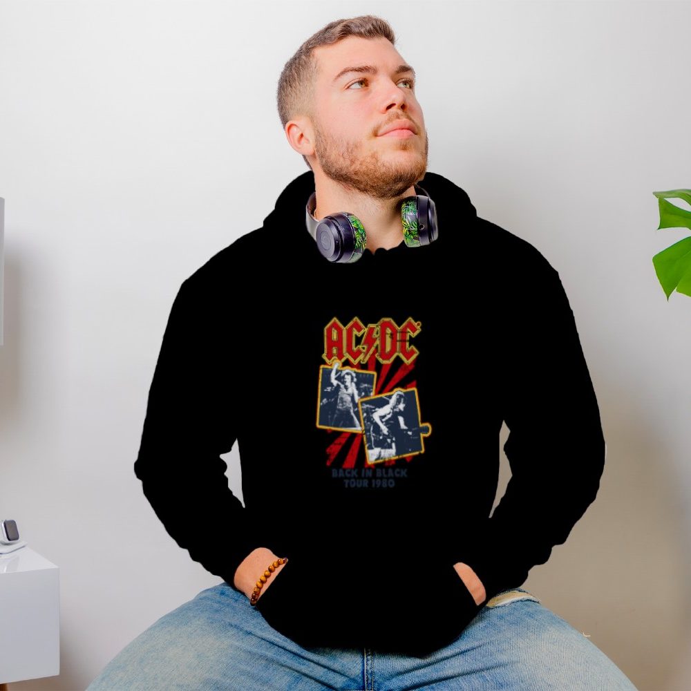 Sweat-shirt à capuche Homme ACDC avec un design de ACDC Back in Black