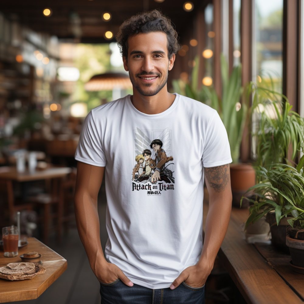 T-shirt Homme Attack On Titan avec un design de Attack On Titan Group noir