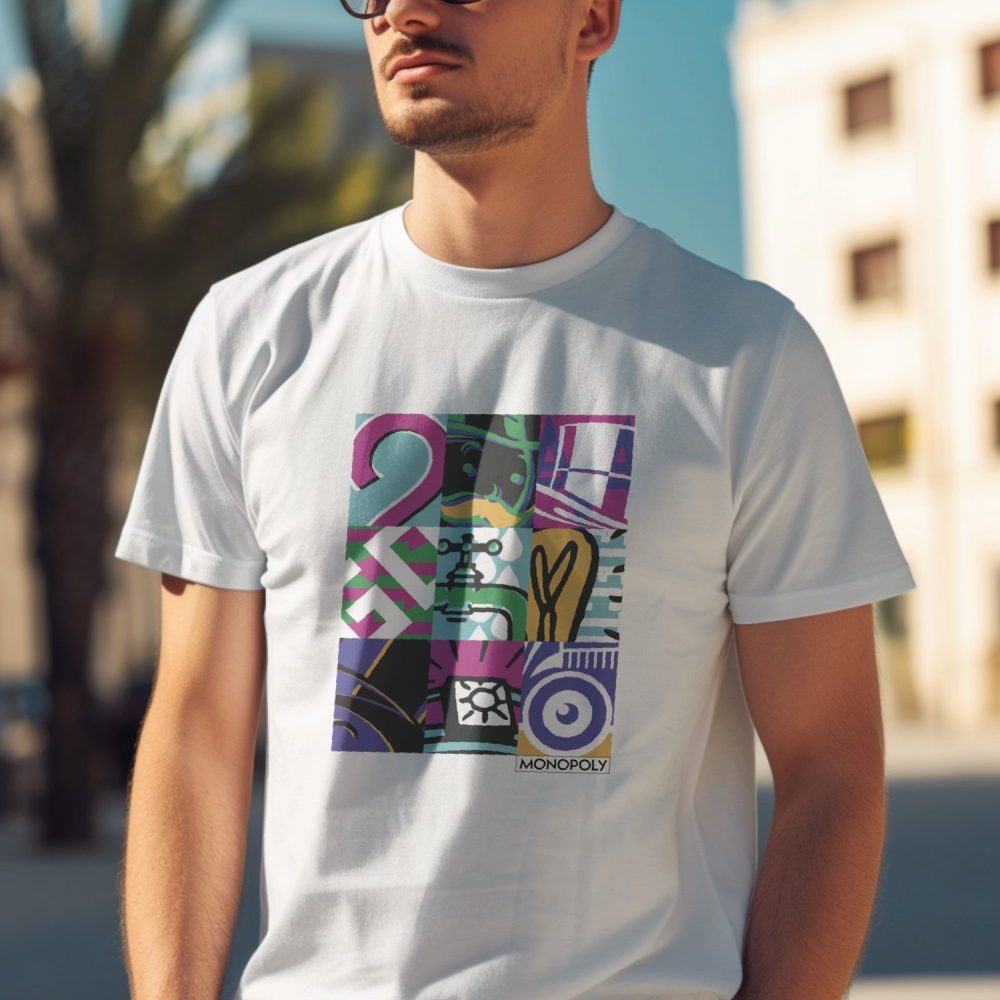 T-shirt Premium Homme Monopoly avec un design de Monopoly Symbols noir