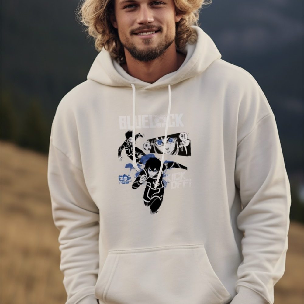 Sweat-shirt à capuche Homme Bluelock avec un design de Bluelock Kick Off blanc