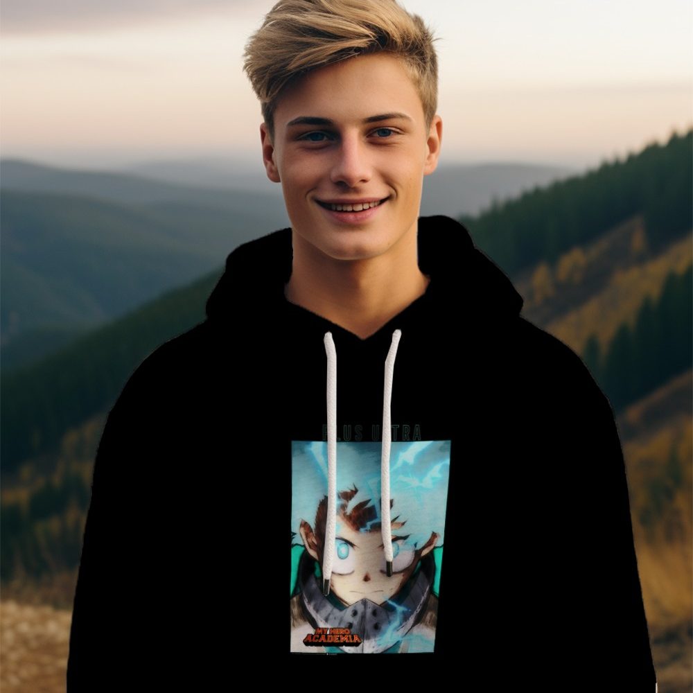 Sweat-shirt à capuche Homme My Hero Academia avec un design de My Hero Acadomia Deku blanc