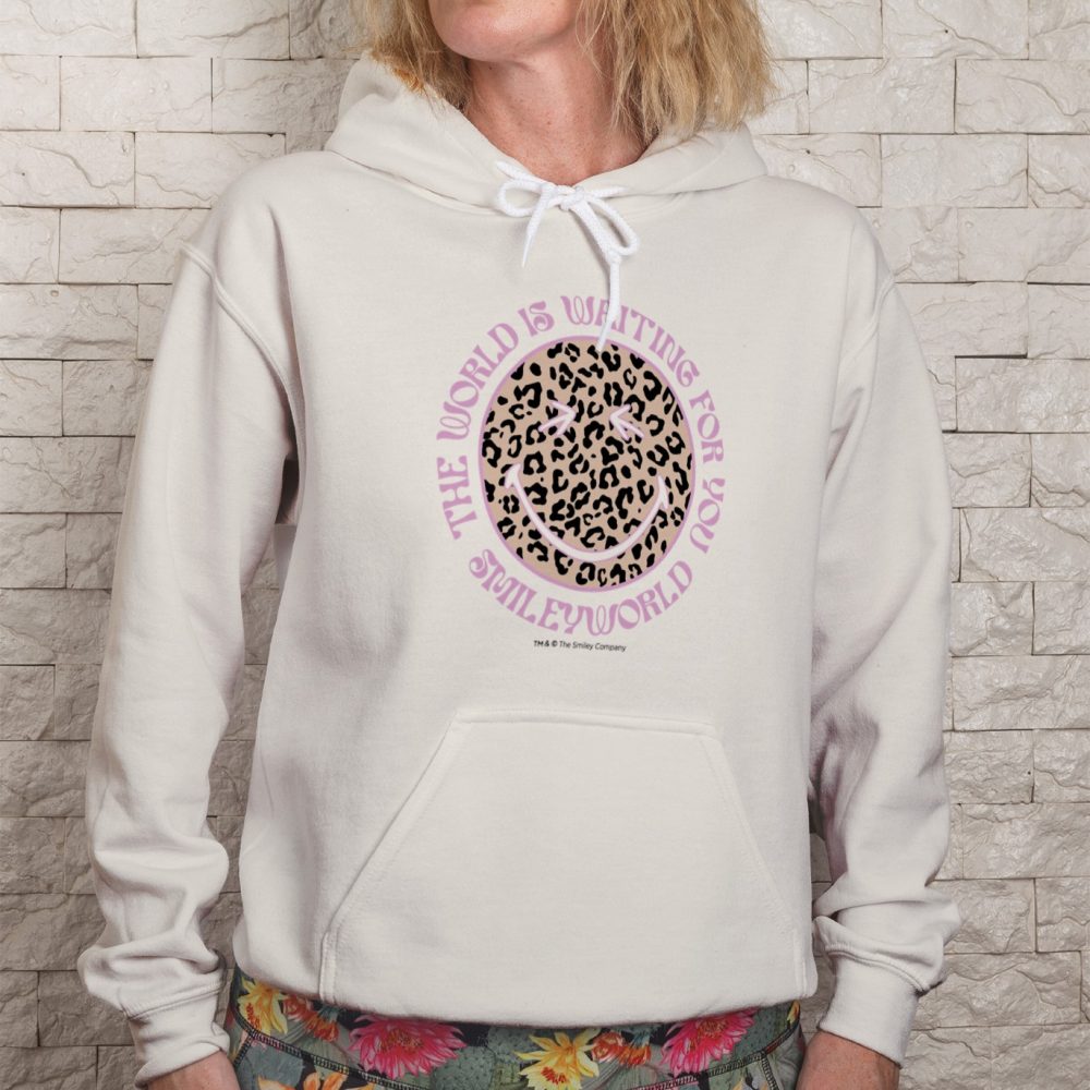 Sweat-shirt à capuche femme Smiley World avec un design de Smiley World The World Is Waiting For You