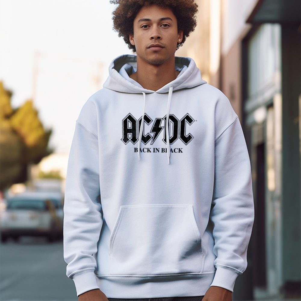 Sweat-shirt à capuche Homme ACDC avec un design de ACDC Back in Black noir