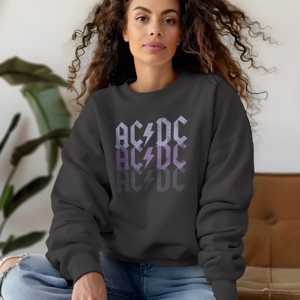 Sweat oversize coton bio Femme ACDC avec un design de ACDC violet