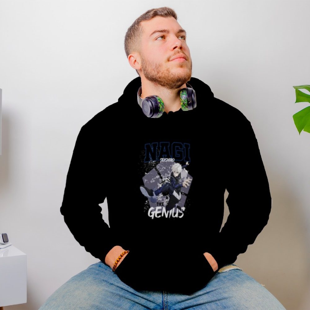 Sweat-shirt à capuche Homme Bluelock avec un design de Bluelock Nagi The Genuis blanc