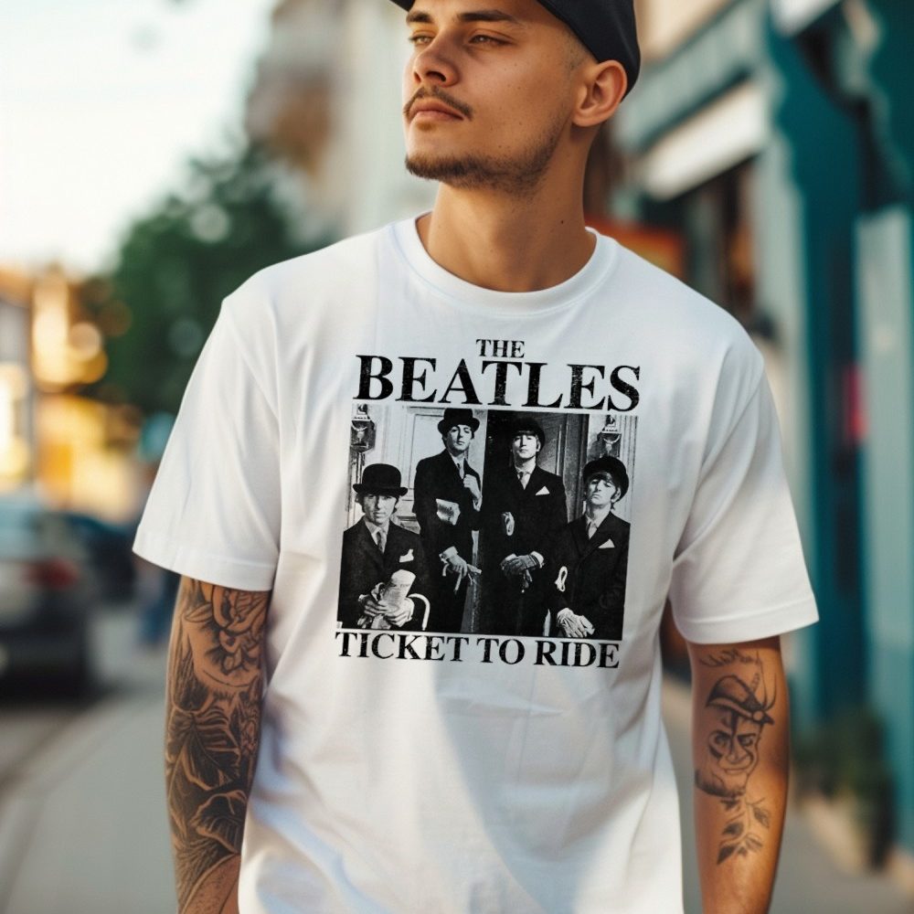 T-shirt Homme The Beatles avec un design de The Beatles Ticket To Ride noir