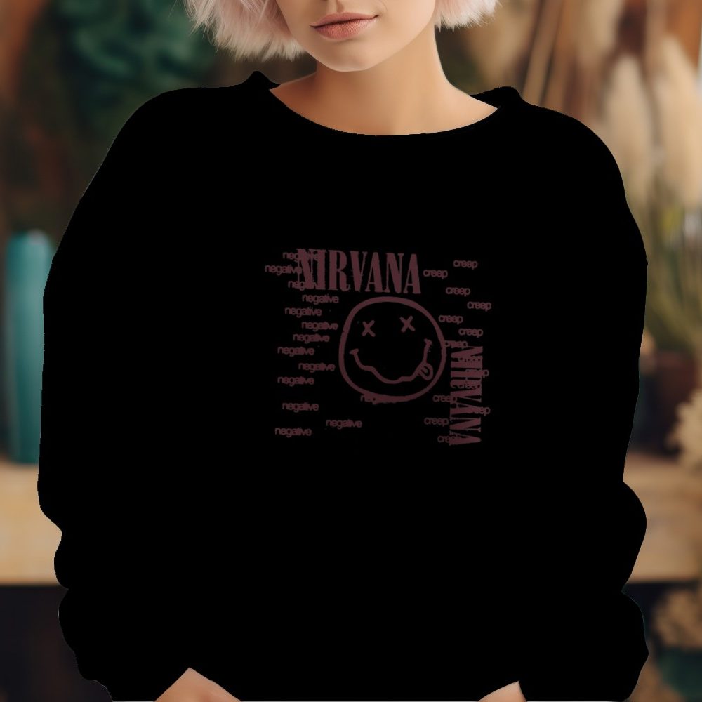 Sweat oversize coton bio Femme Nirvana avec un design de Nirvana Negative Creep bordeaux