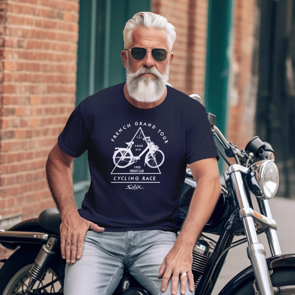 T-shirt Homme Solex avec un design de Solex French Grand Tour blanc