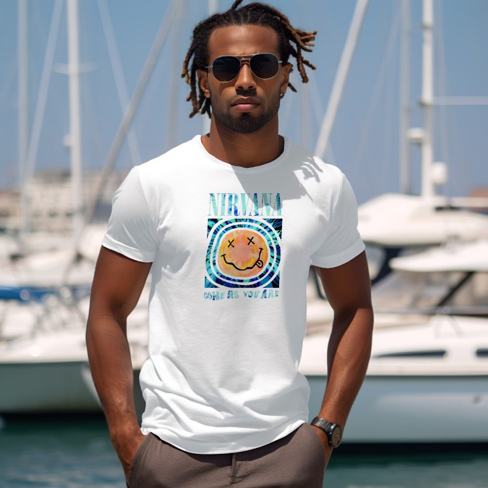 T-shirt homme Nirvana avec un design de Nirvana Come As You Are bleu