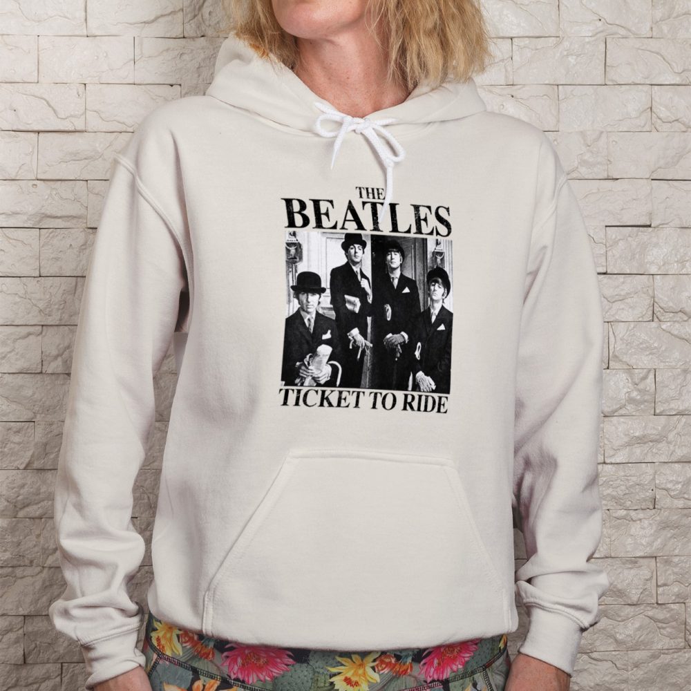 Sweat-shirt à capuche Femme The Beatles avec un design de The Beatles Ticket To Ride noir