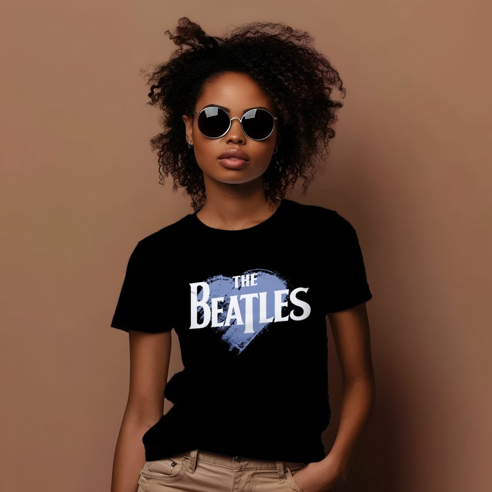 T-shirt Femme The Beatles avec un design de The Beatles Heart blanc