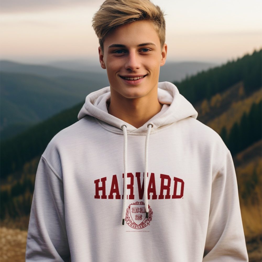 Sweat-shirt à capuche Homme Harvard avec un design de Harvard Écusson rouge