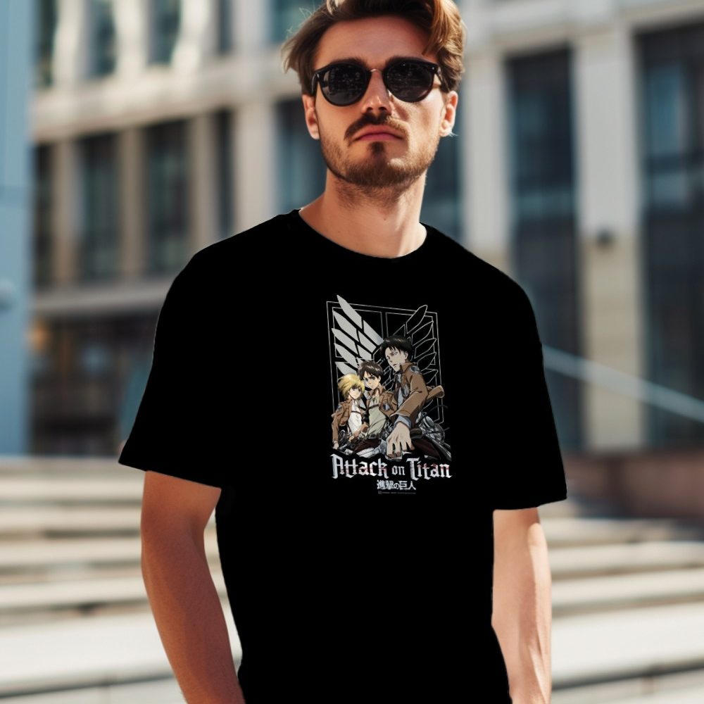 T-shirt Homme Attack On Titan avec un design de Attack On Titan Group blanc