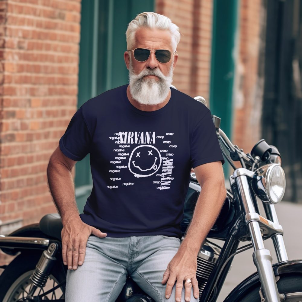 T-shirt homme Nirvana avec un design de Nirvana Negative Creep blanc
