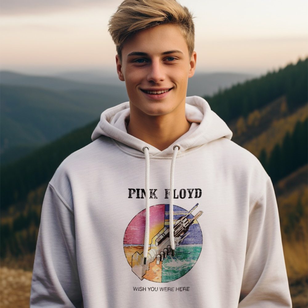 Sweat-shirt à capuche homme Pink Floyd avec un design de Pink Floyd Wish You Were Here couleurs