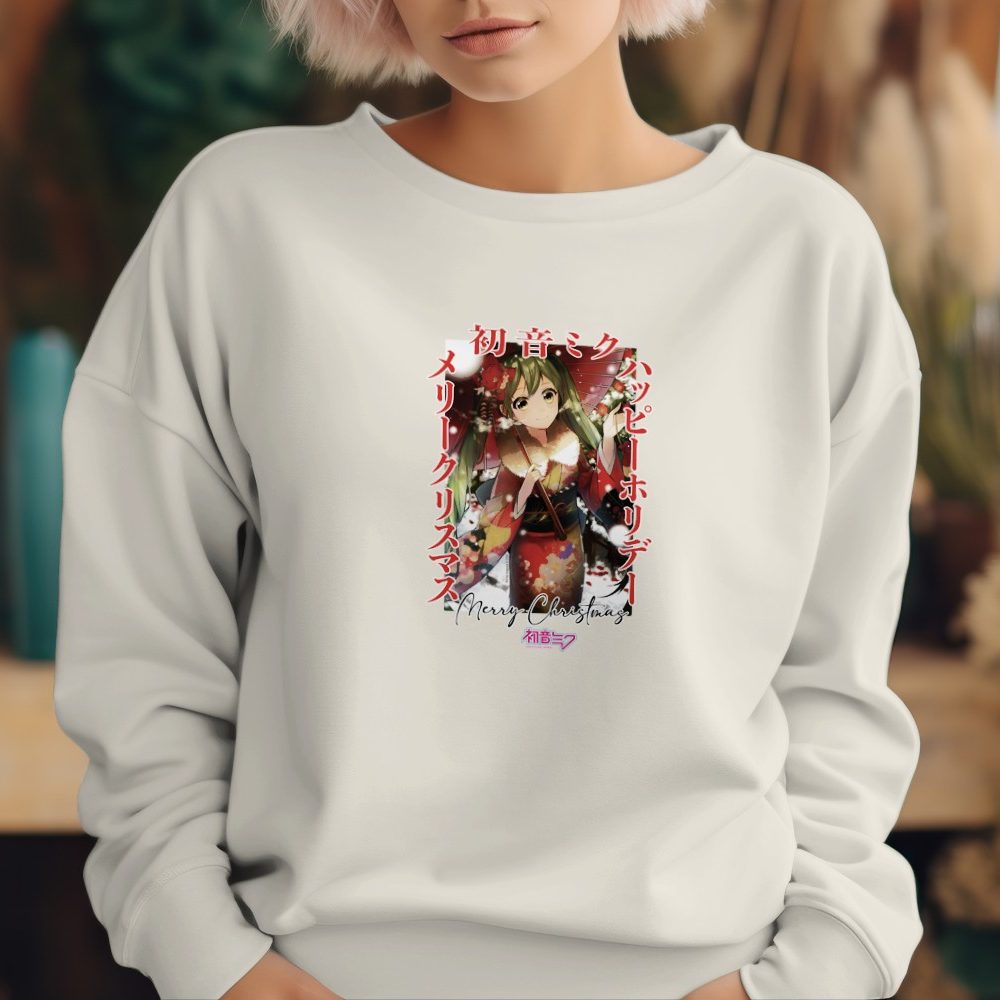 Sweat oversize coton bio Femme Hatsune Miku avec un design de Hatsune Miku Christmas