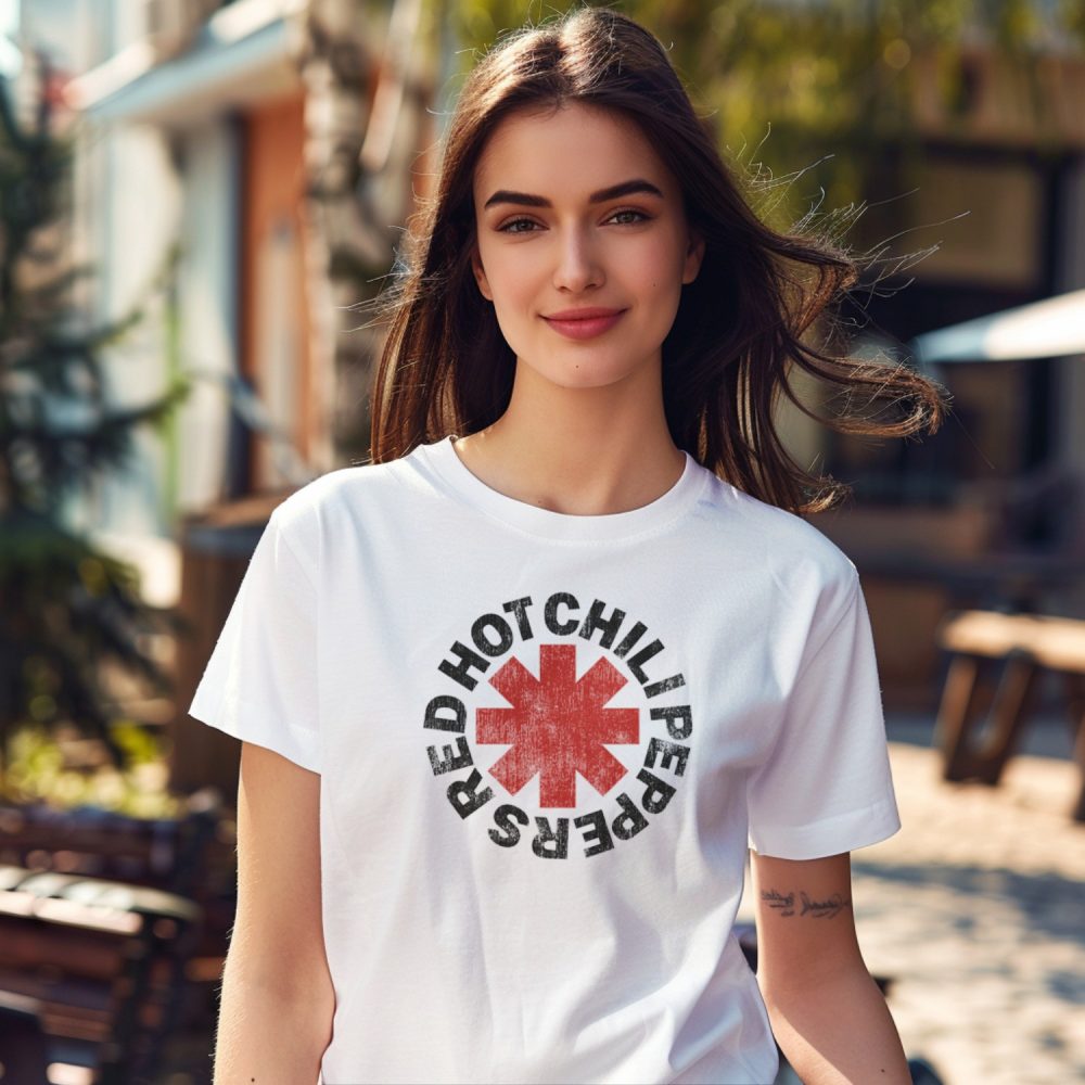 T-shirt Femme Red Hot Chili Peppers avec un design de RHCP Used noir