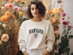 Sweat oversize coton bio Femme Harvard avec un design de Harvard Arc Écusson Used Contour noir