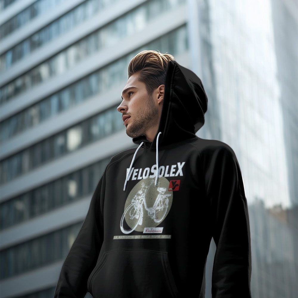 Sweat-shirt à capuche Homme Solex avec un design de Solex Révolutionnaire taupe