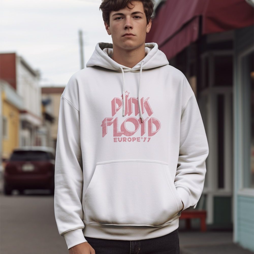 Sweat-shirt à capuche Homme Pink Floyd avec un design de Europe 77 saumon